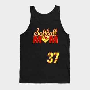 Softball Mom #37 Softball Jersey Favorite Player Biggest Fan Heart Softball Jersey Tank Top